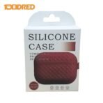 Airpods Woven Pattern Silicone Soft Case - Maroon - Image 3