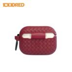 Airpods Woven Pattern Silicone Soft Case - Maroon - Image 5