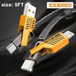 4 in 1 Mecha Fast Charging Data Cable Cord PD 27W For iPhone, Samsung, Xiaomi 65W USB Type C Multi Port Quick Charge Wire Line - 1M - Image 8